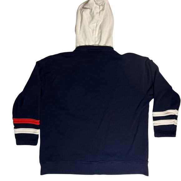 Vintage 90s Lauren Ralph Lauren Navy Hoodie Women’s M Red White Cotton Pullover - Picture 3 of 7